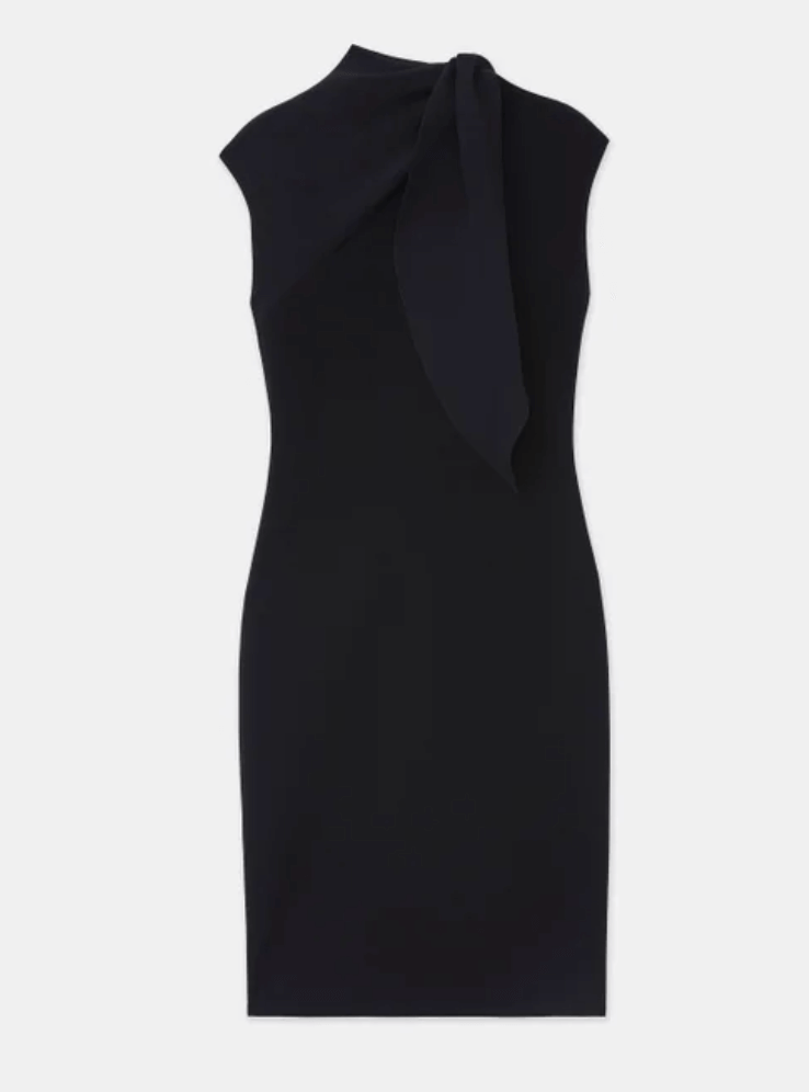 black tie neck cocktail dress